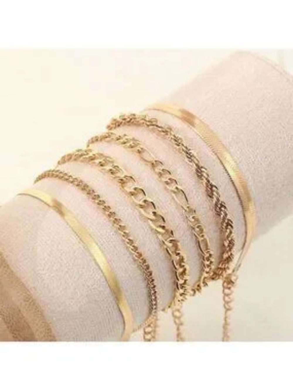Gold 6pc Dainty Minimalist Chain Bracelet Set